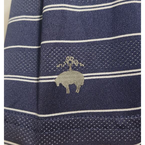 Brooks Brothers 100% Polyester Short Sleeve Shirt Striped Blue Size XL - Picture 4 of 7